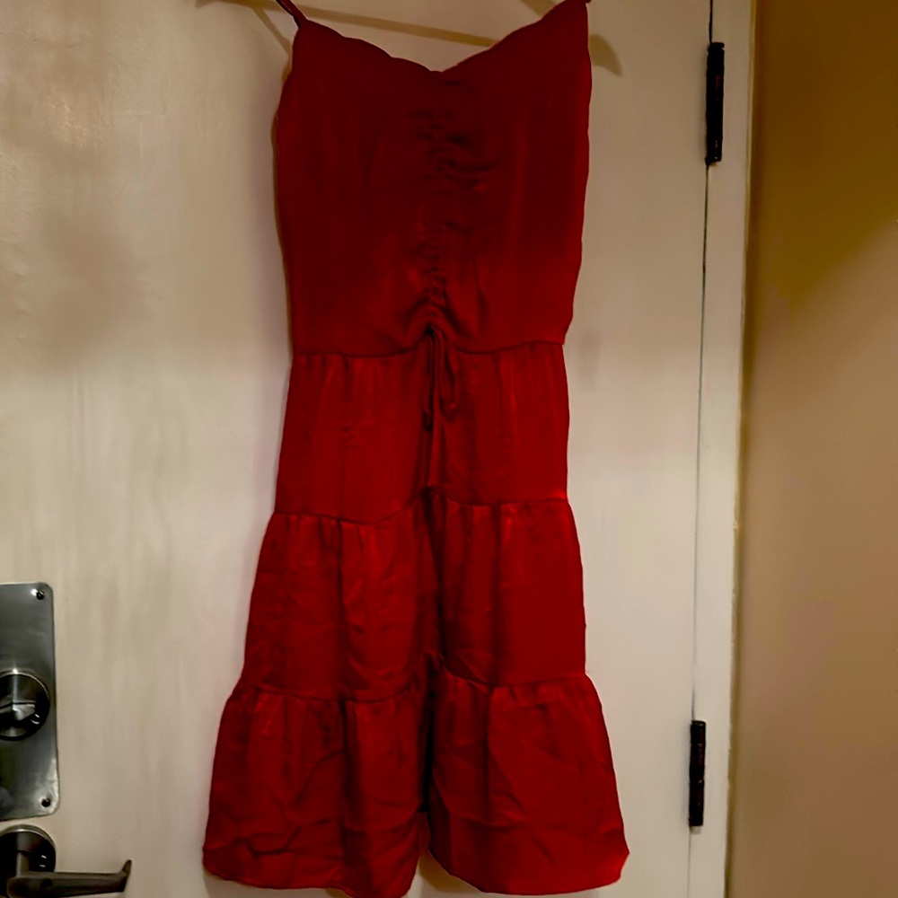 Women’s dress, red, size small, sleeveless, silk, Monteau Los Angeles